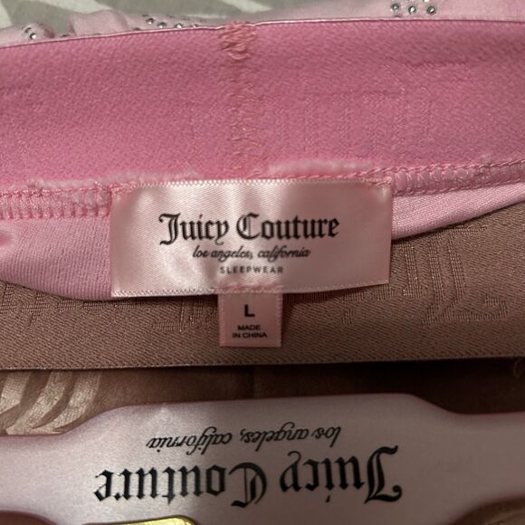 Juicy Couture Lounge Shorts Women L Pink Brown 2 Pk Velour Plush Bling Logo NWT - Picture 3 of 12